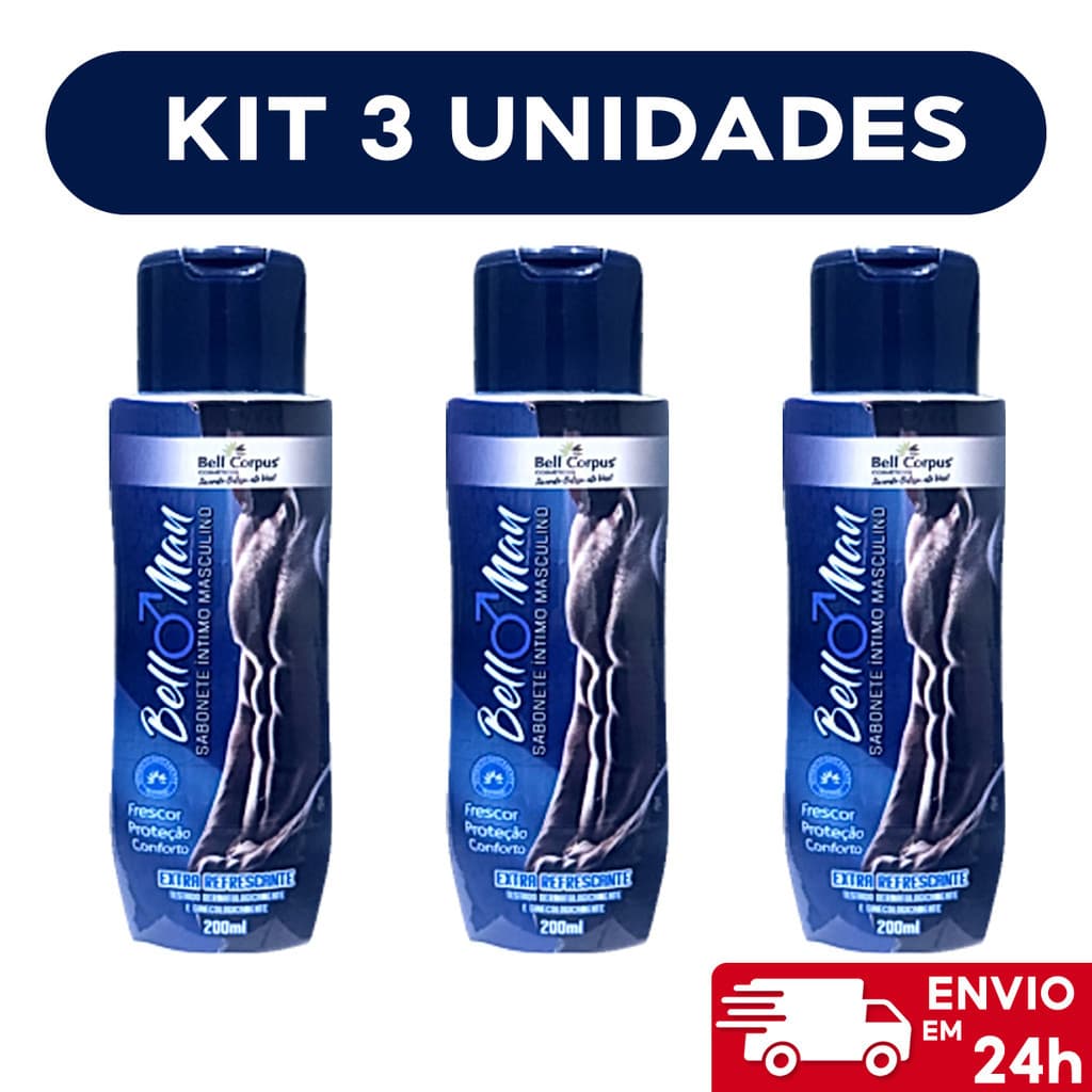 Kit 3 Sabonete Íntimo Masculino Bell Man - Bell Corpus 200ml