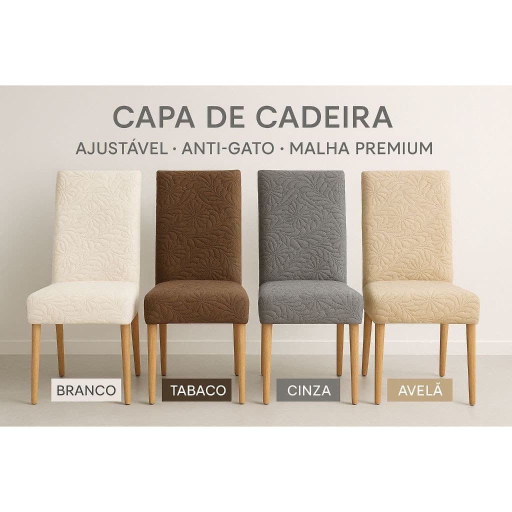 Kit com 4 ou 6 Capas de Cadeira Malha Premium Matelada Anti gato - Alta Qualidade