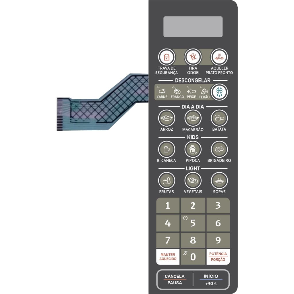 Teclado Membrana  Micro-ondas COMPATÍVEL C/ MT30S ELECTROLUX