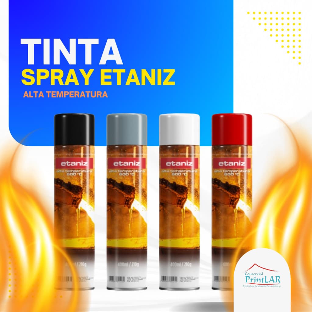 Tintas Spray 400ml Alta Temperatura 600 Graus Uso Geral Interno E Externo Secagem Rápida - Etaniz OK OK