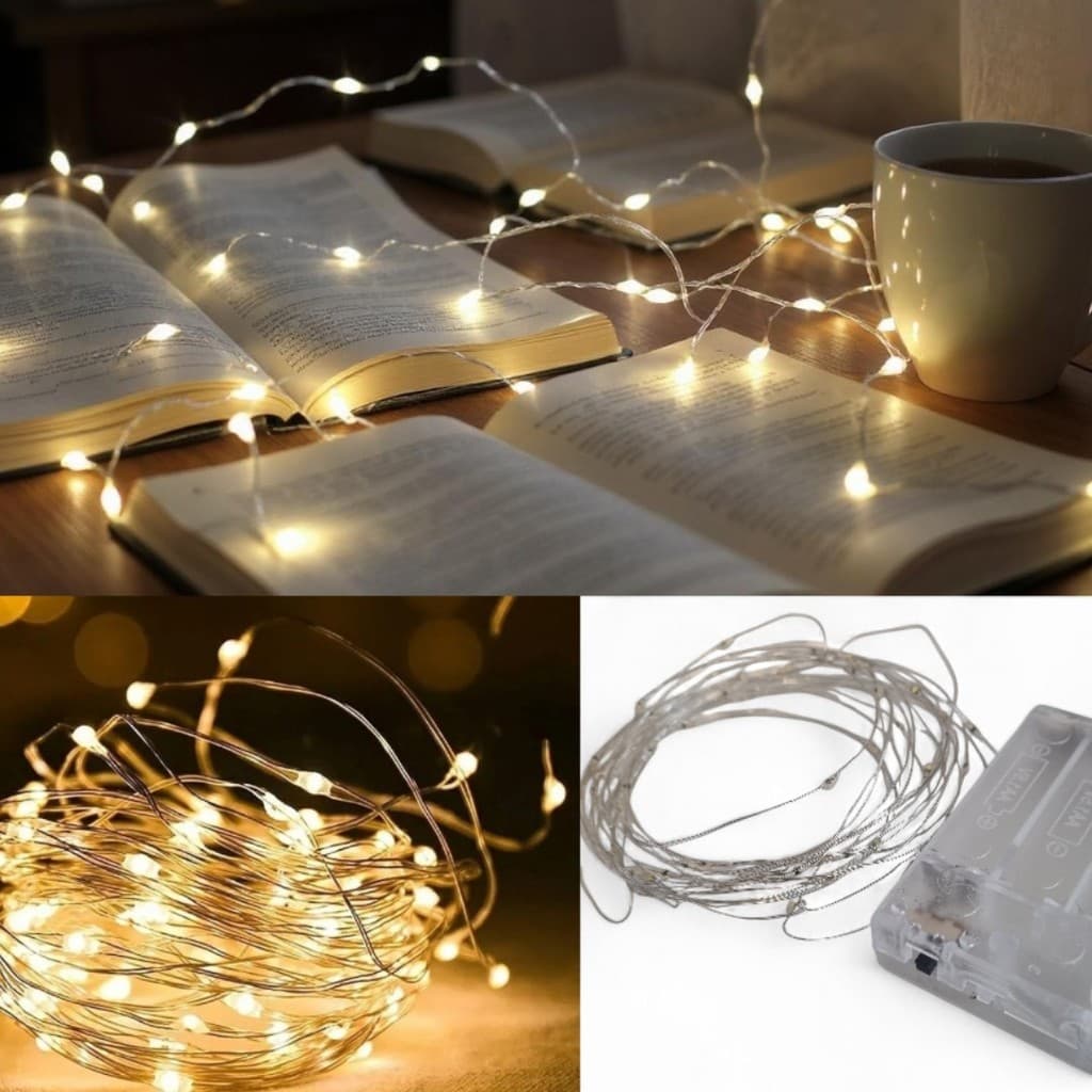 Fio De Fada Cordão De Led Branco Quente 5 Metros