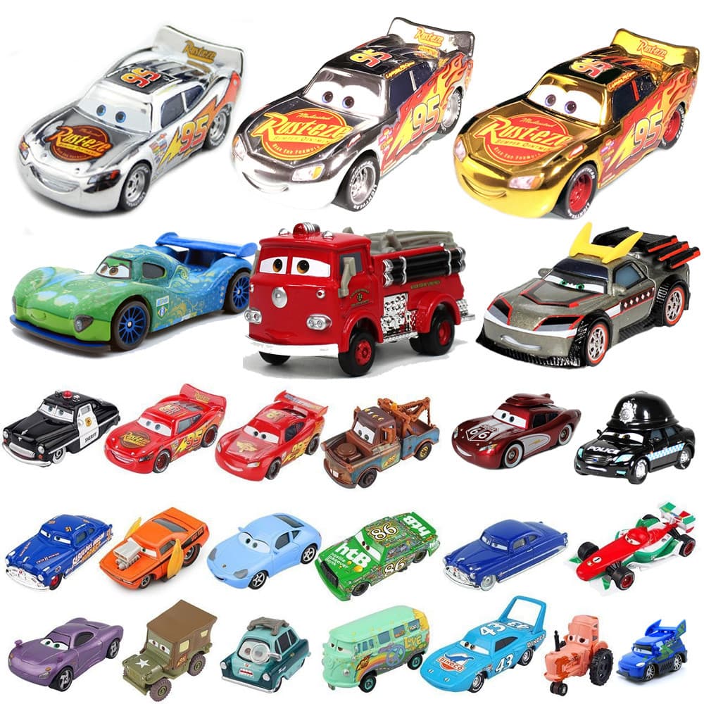 (Estoque pronto) Cars 2-3 Relâmpago McQueen Mater Jackson Storm Ramirez 1:55 Diecast Pode deslizar Veículo