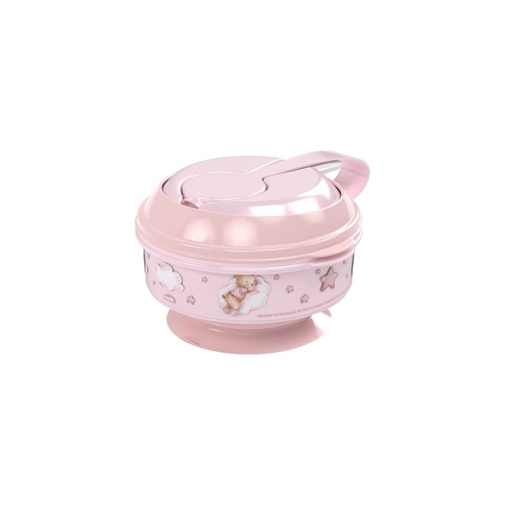 Pote de Papinha Com Amassador Ursa 3 em 1 Rosa