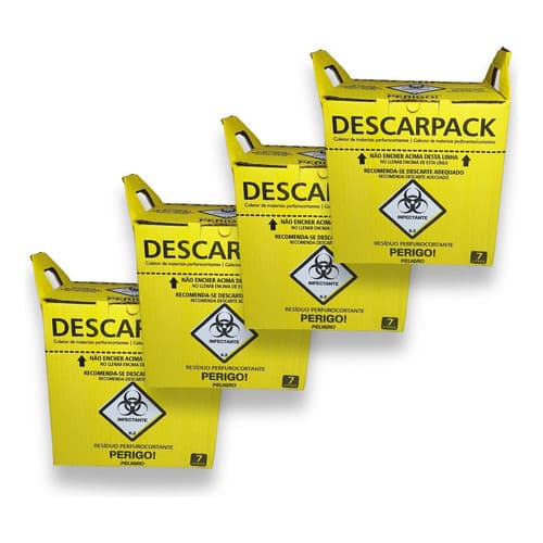 4 Caixas Coletoras Material Perfurocortante 7l Descarpack