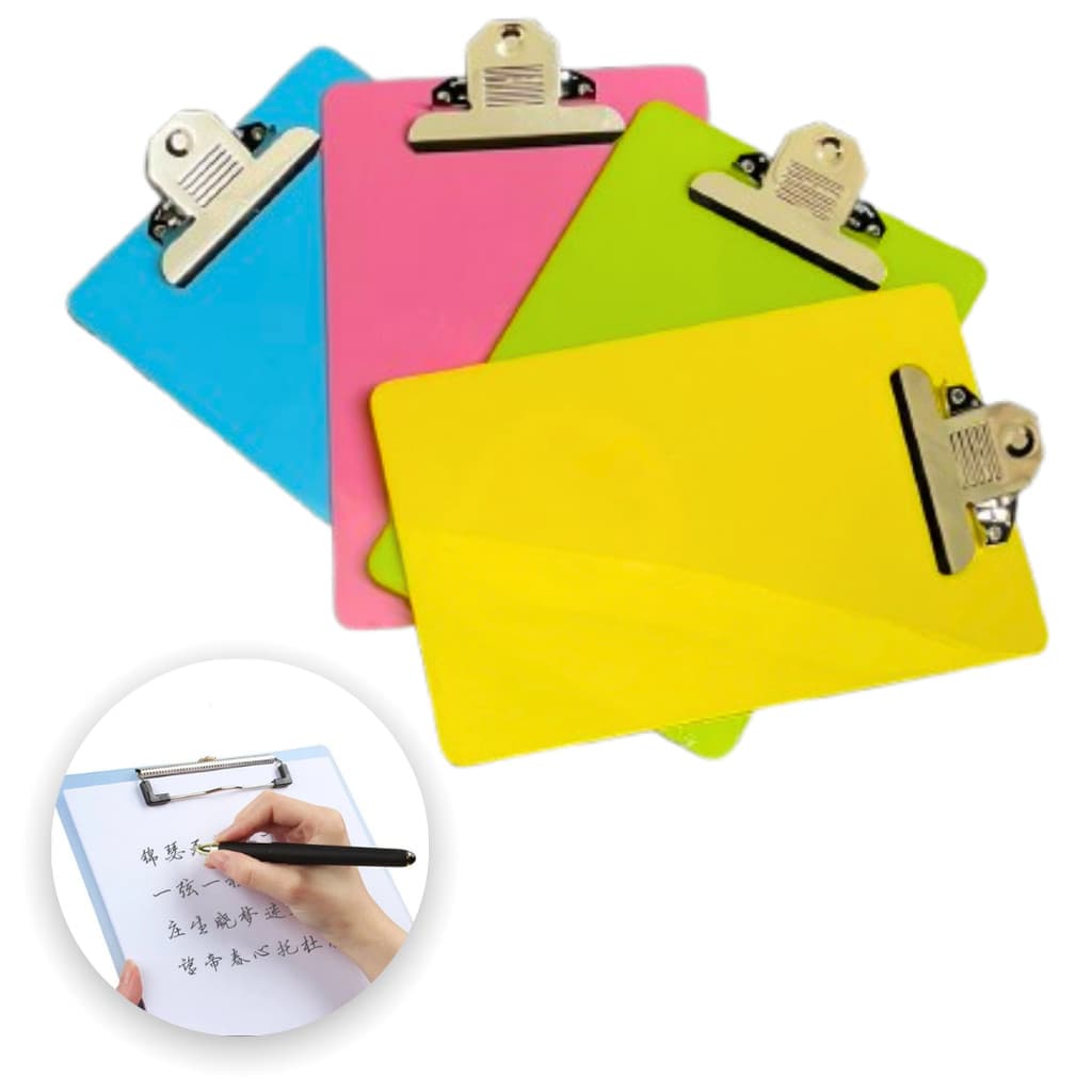 Prancheta Plástica Prendedor Metal Oficio Escritório Organizador Papéis Folha