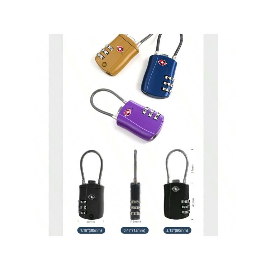 1 peça de cadeado de combinação anti-roubo de 3 peças, esportes escolares tsa configurar sua própria combinação de MMS07