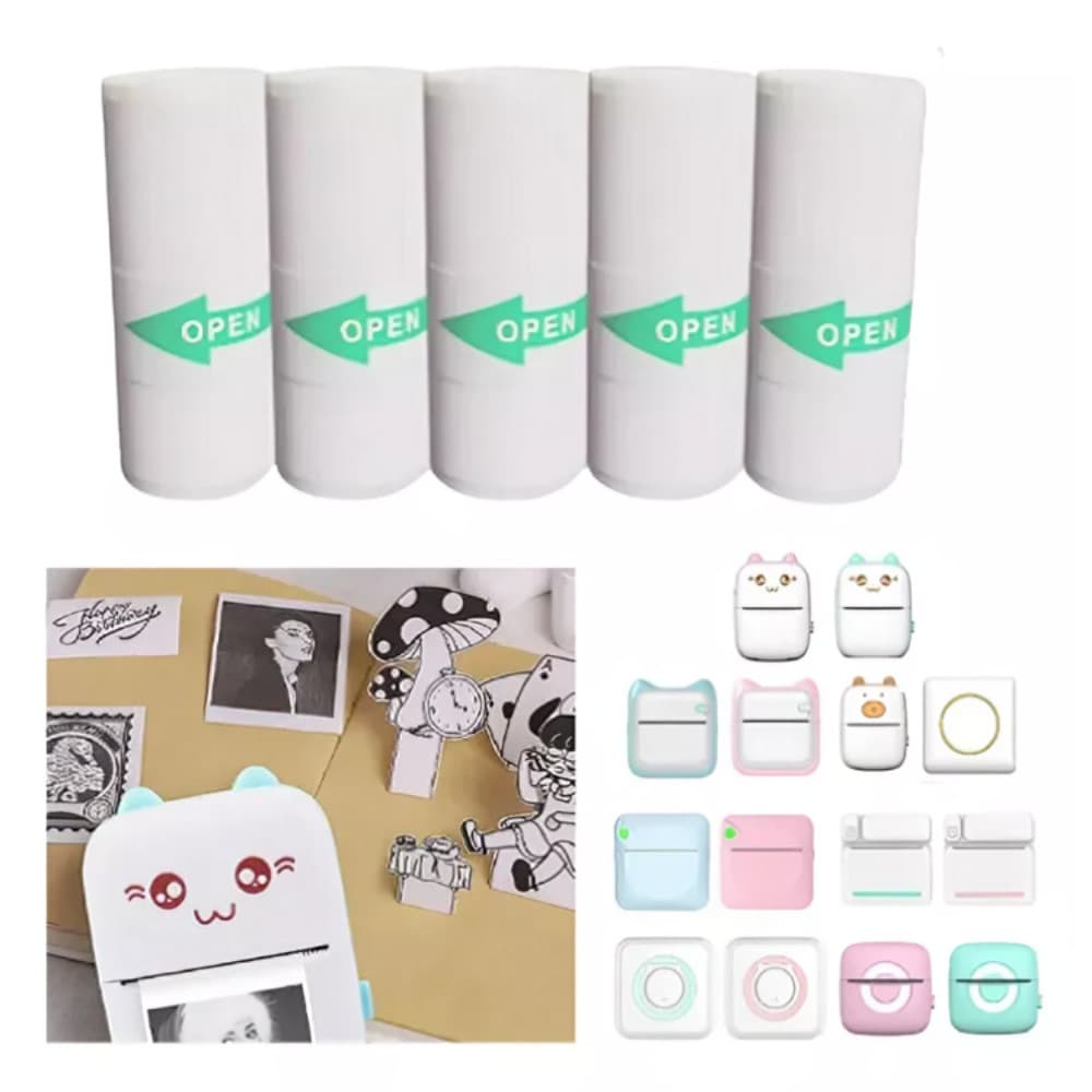 Kit Bobina Etiqueta Térmica 57mm Branco Ou Colorido Rolo Para Mini Impressora Portátil Envio Imediato