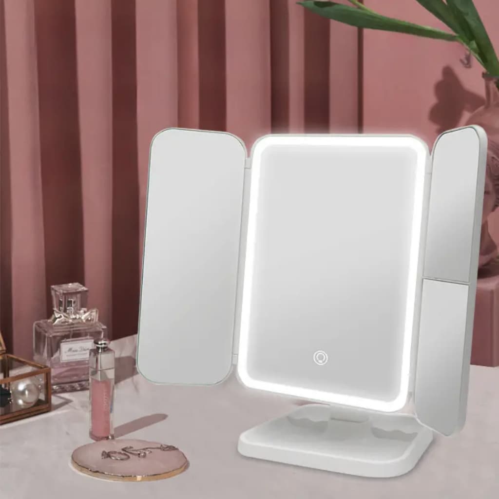 Espelho Aumento 2X/3X Camarim Iluminação Led Dobravel Maquiagem 78068 CASALUA