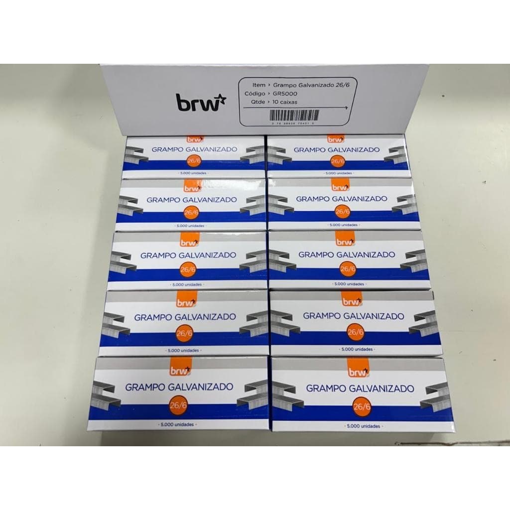 10 Caixas de Grampo, 26/6, Galvanizado