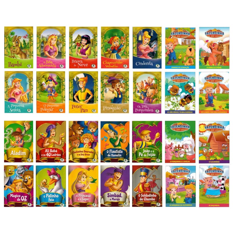 Kit 28 Livros/Contos Infantis - Clássicos De Ouro + Clássicos De Sempre + Fazendinha do Seu Lobato