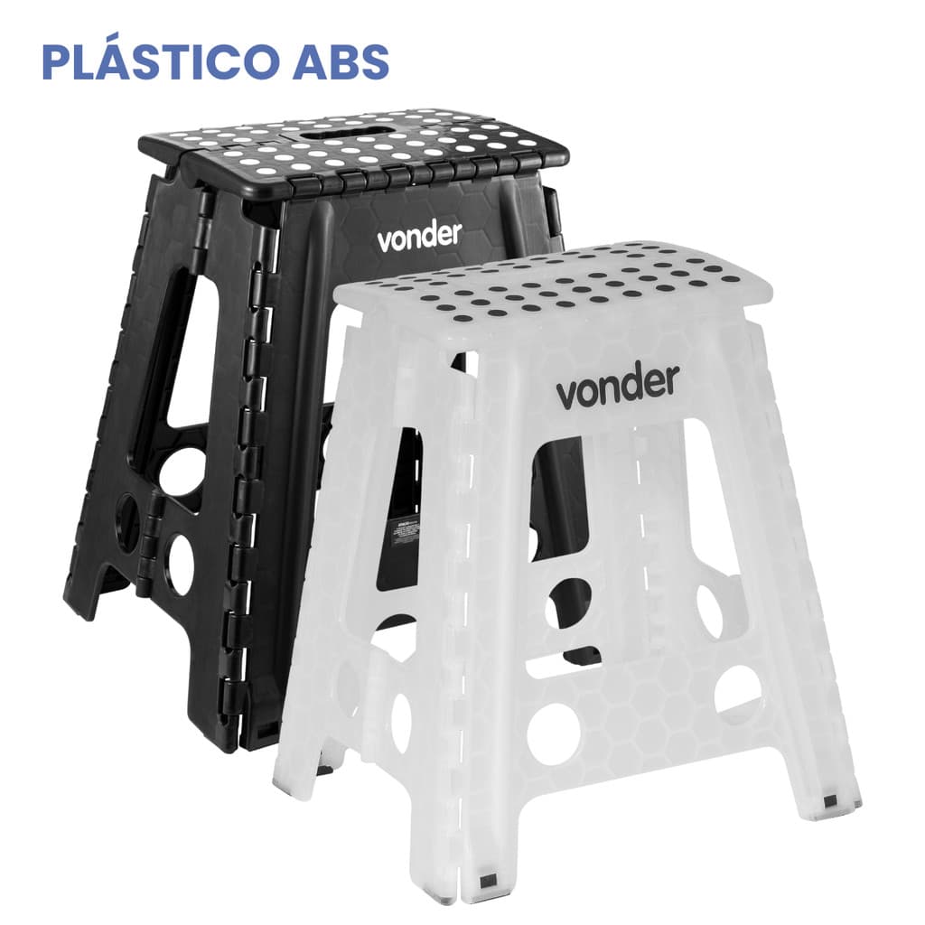 Banqueta Plástica Multiuso Dobrável Alça 450mm 150Kg Vonder