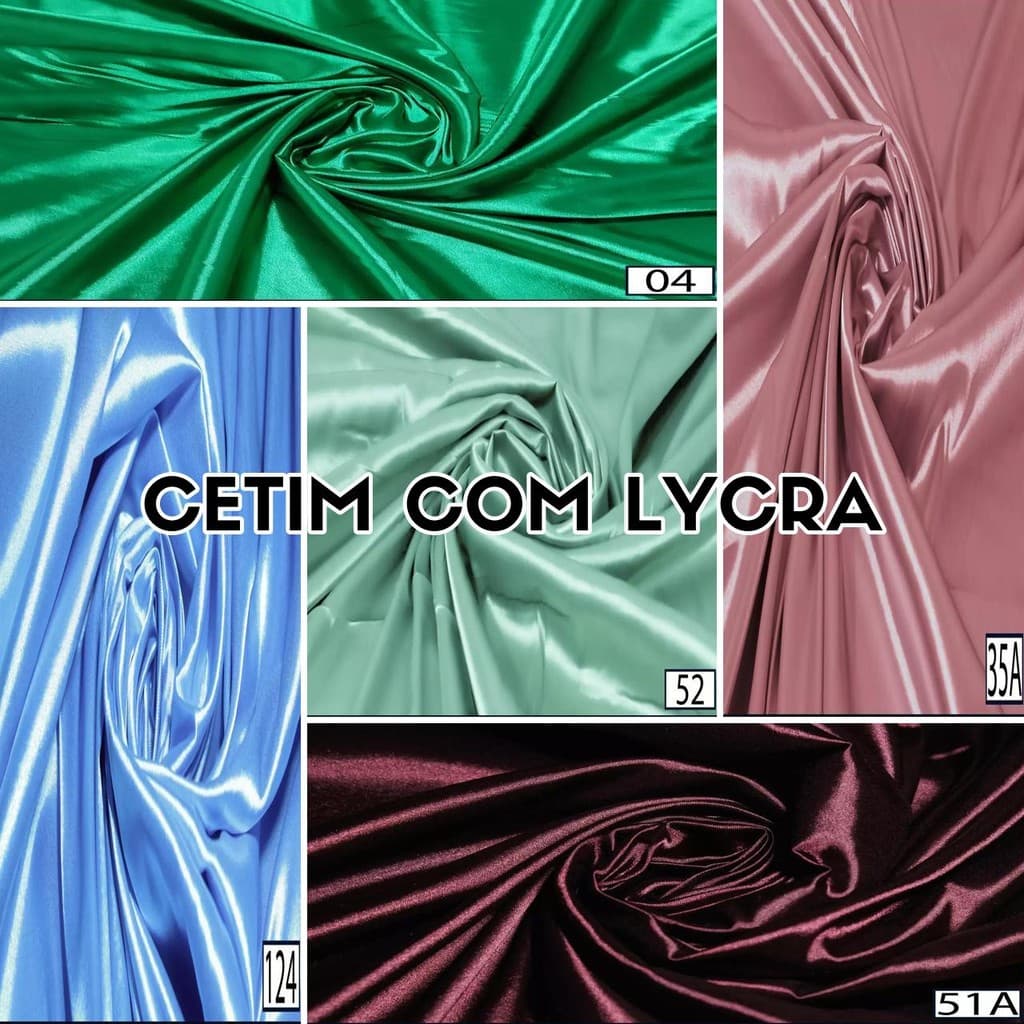 6 Metros Tecido Cetim Com Lycra Elastano - Várias Cores (6m x 1,47m)