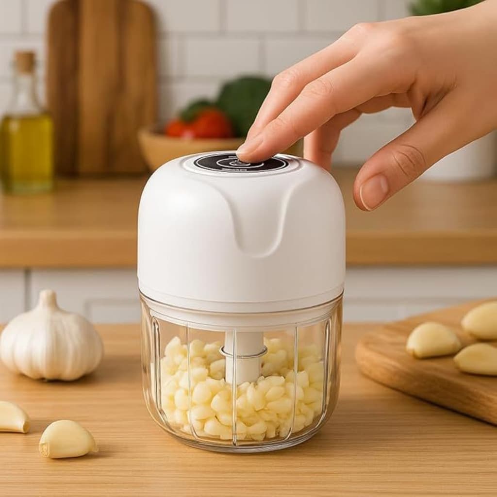 Mini Processador Elétrico de Alimentos Portátil com 3 lâminas de aço inox USB 250ml