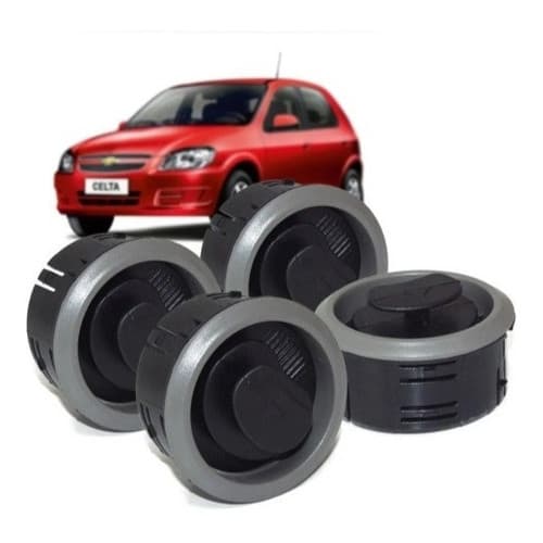 Kit Com 4 Difusor Ar Painel Celta Prisma 2007 A 2016 - Cinza