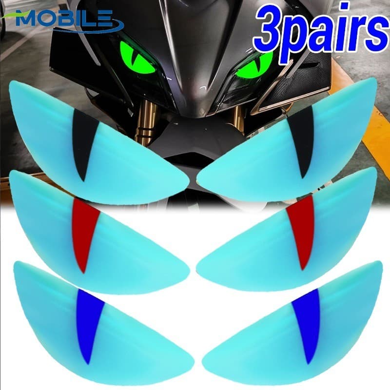 [Destaque] Adesivo Luminoso De Olhos De Gato 3D-Adesivos Refletivos De Olho Do Diabo-Decalque De Farol De Motocicleta-De