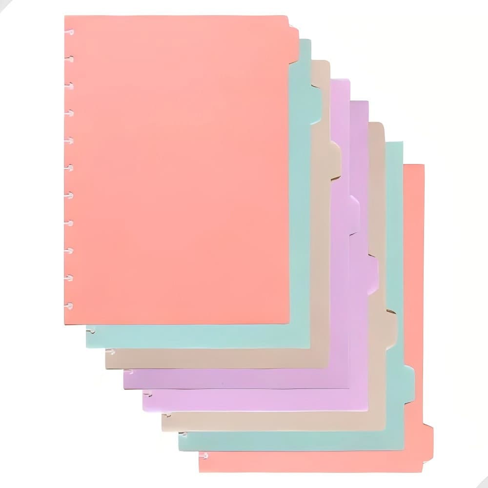 Kit 4/8 Peças Divisórias Coloridas Para Caderno Inteligente 8 A5 / 10 B5 / 11 A4 Discos