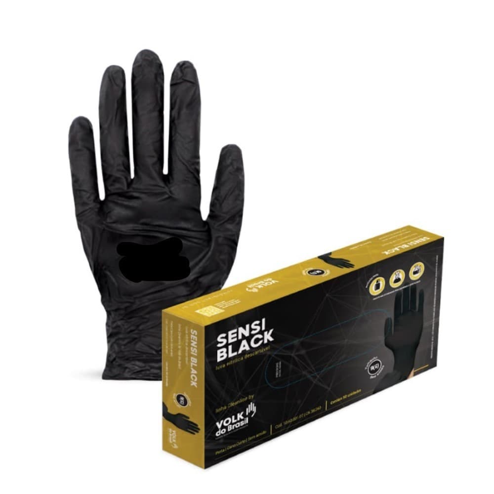 LUVA NITRILICA SENSI BLACK CAIXA C/50 UNID VOLK DO BRASIL