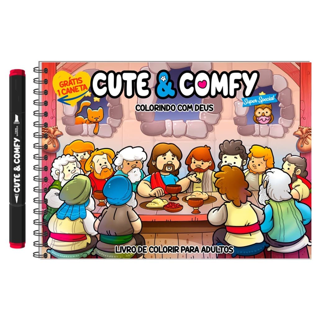 Cute & Comfy Super Special - Livro de Colorir Adulto - Colorindo com Deus - Acompanha 1 Caneta