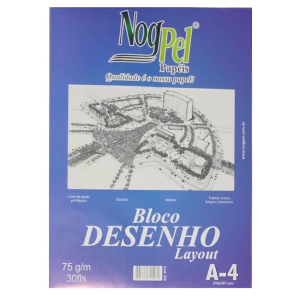 Bloco para Desenho Layout A4 Branco com 30 Folhas 75g - Nogpel