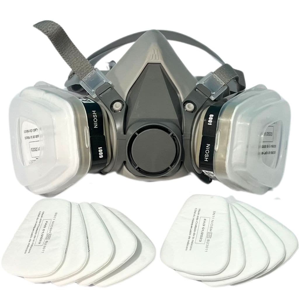 1 Mascara 6200 Original + 10 Filtros 5N11 P2 Segurança Pintura E Uso Industrial Modelo Profissional