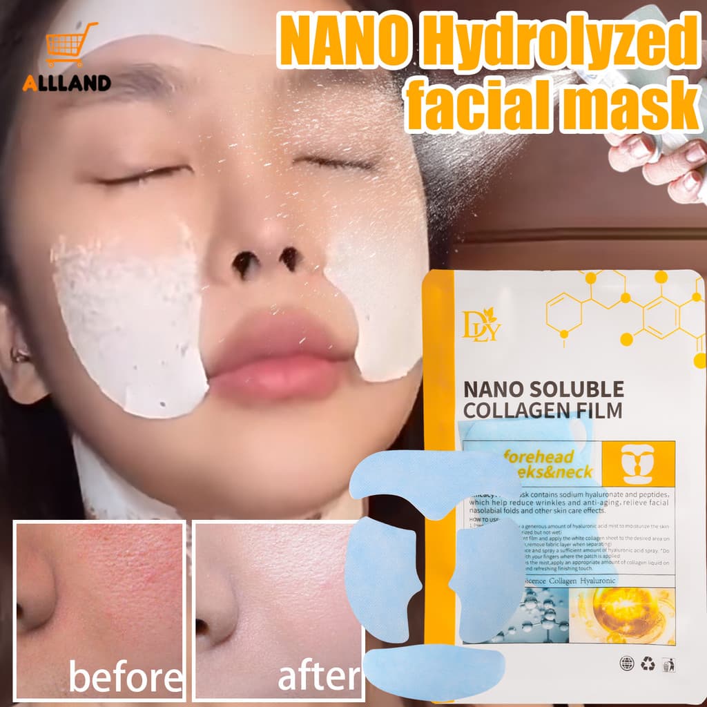 Máscara De Soro Facial De Colágeno Solúvel , Antienvelhecimento , Hidratante , Rugas , Filme Hidrolisado , Desbotamento 