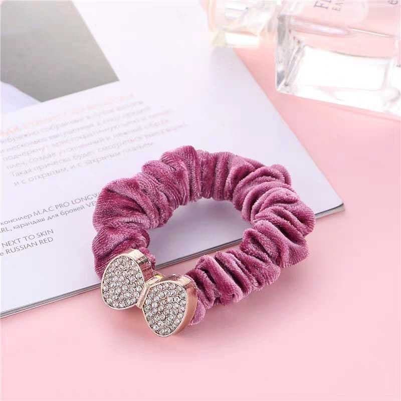 Kit 10/20/40/50 Unidades Novo Elástico Feminino Veludo com Detalhes em Pedraria Várias Cores Elegante