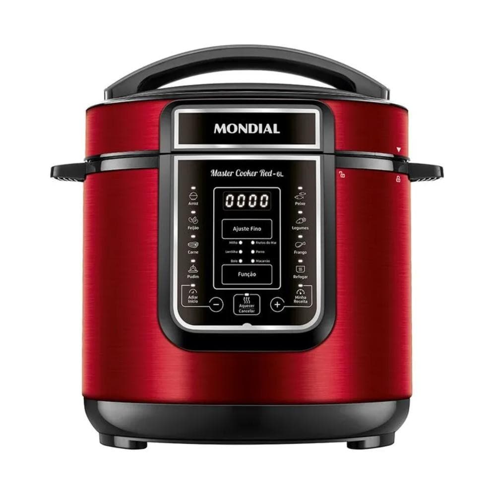 Panela de Pressão Elétrica Mondial Digital 6L 1000W Vermelho/Preto 220V - PE-60-6L-RI