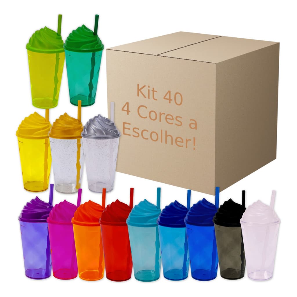 Kit 40 Copos Tampa Chantilly 300ml Festa Criança Lembrancinha Comemoração Evento Show Casamento