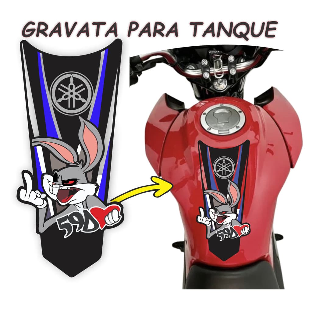 Gravata Adesiva para moto laminado NÃO DESBOTA Pernalonga Titan Fan Auto Colante Universal ENVIO IMEDIATO