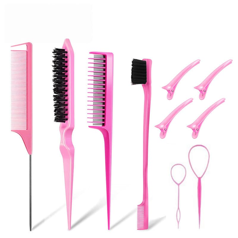 Kit Pente De 10 Peças Com Ferramenta De Trança E Clipe De Bico De Pato Estilo/Escova De Cabelo