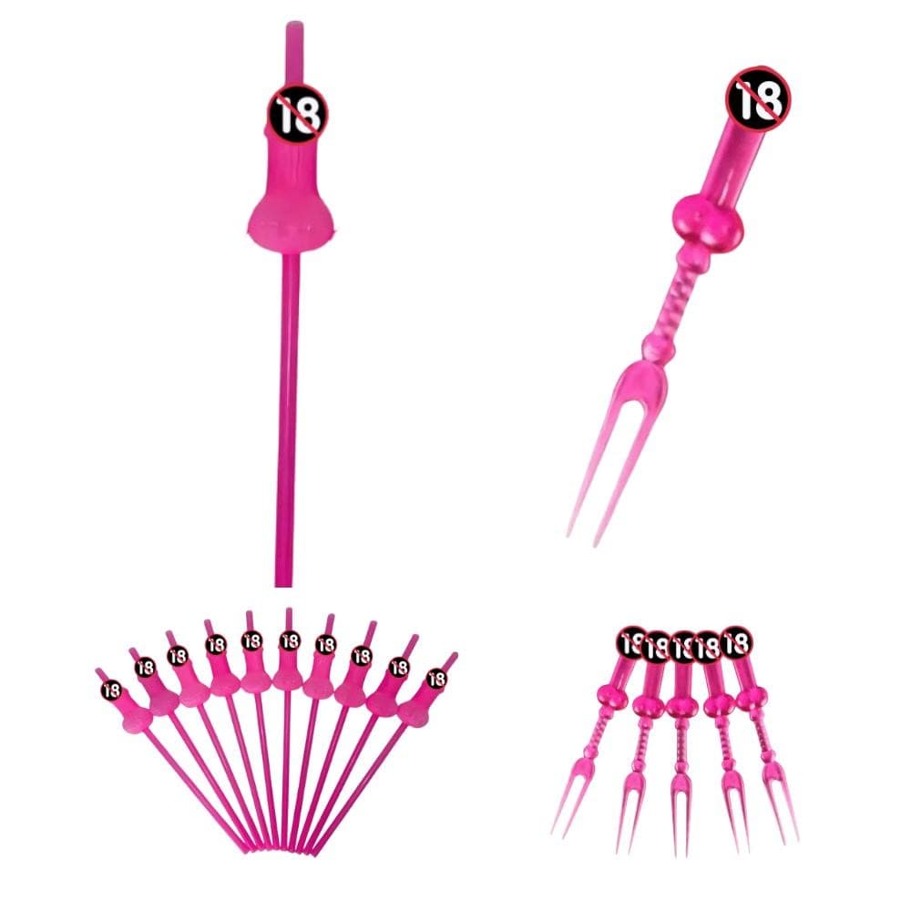 Kit Despedida de Solteira 10 Canudos Penis + 11 Palito Team Bride Festa Casamento Chá Lingerie Noivado