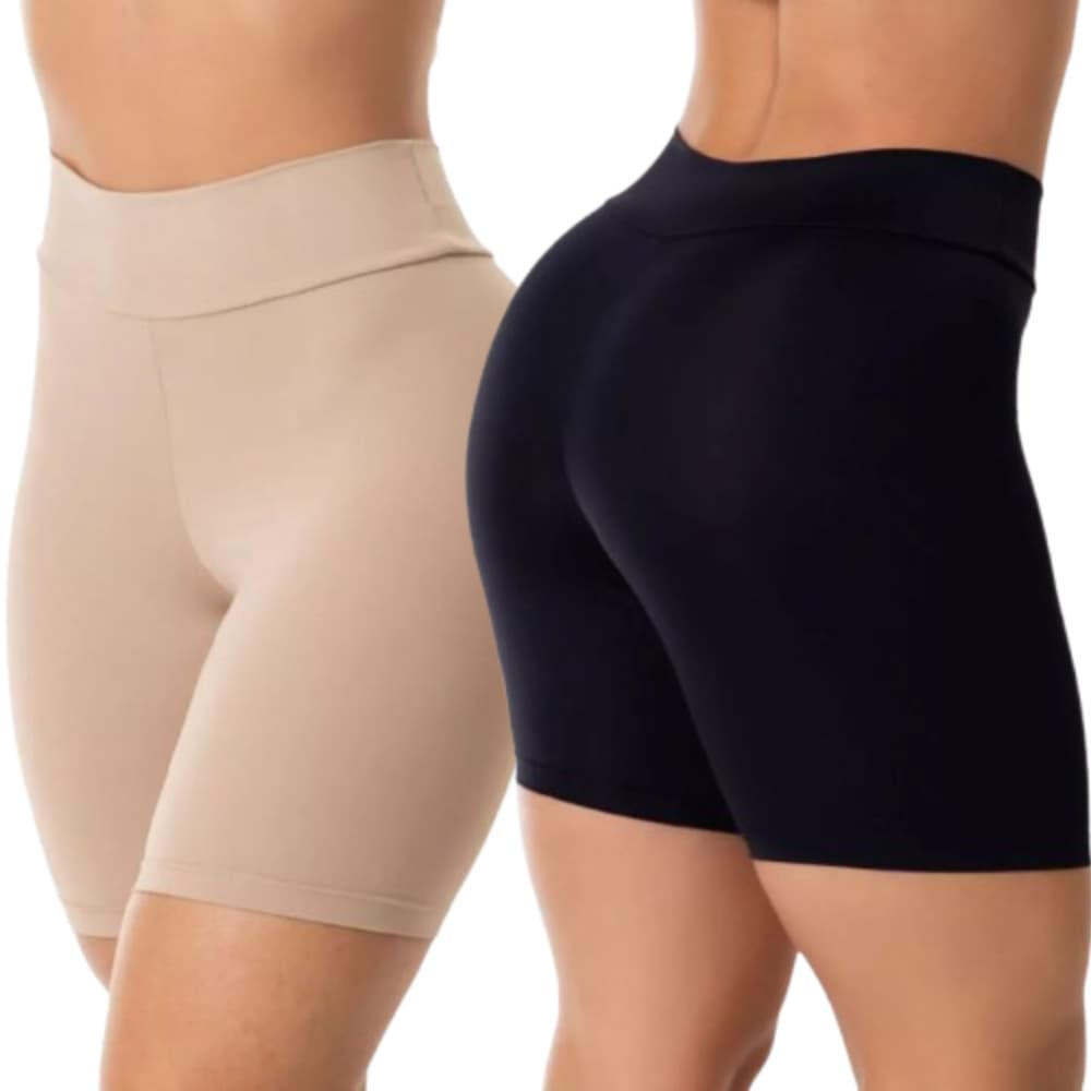 Kit 2 Short Anagua Segunda Pele Feminino Cintura Alta Não Marca Cós Alto Usar Com Saia E Vestido