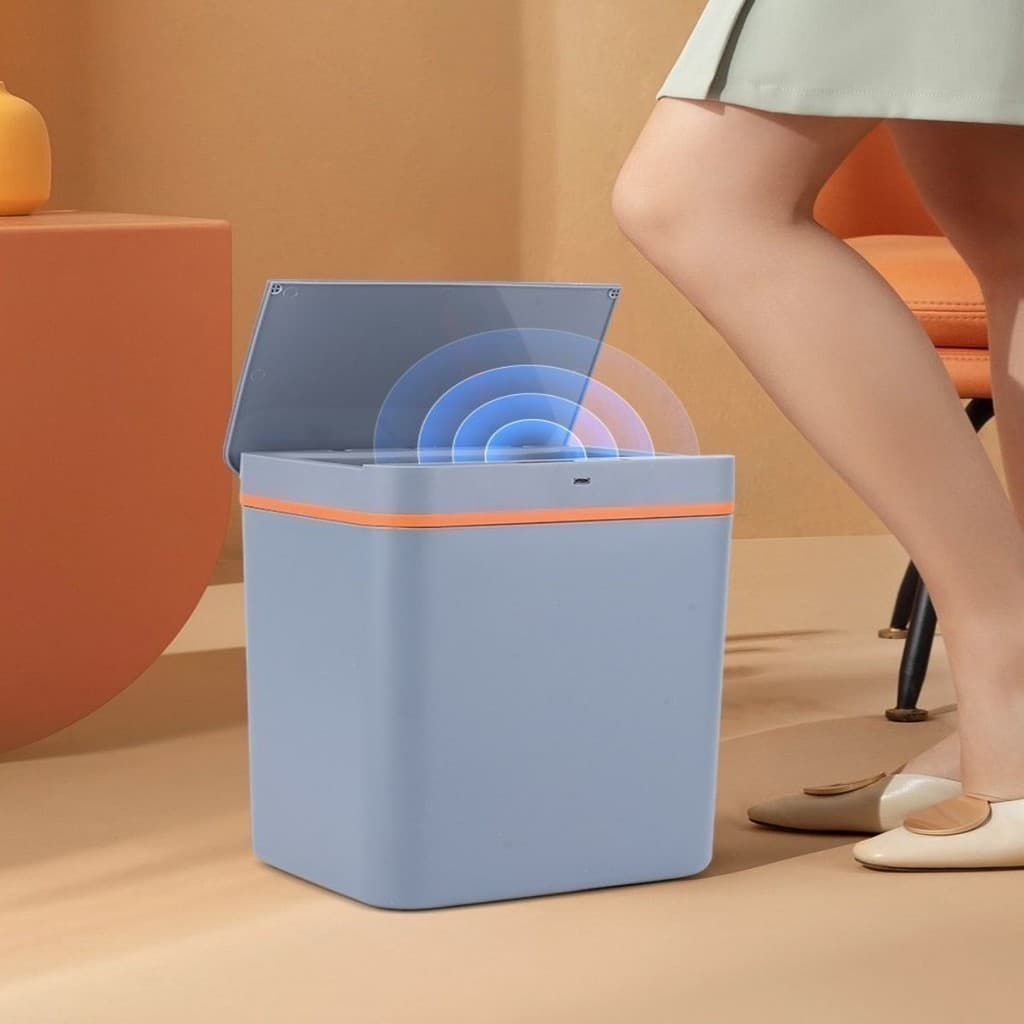 Lixeira Inteligente Automática Compacta – Tecnologia Sensor Touch, Recarga USB, Perfeita para Banheiro e Cozinha!