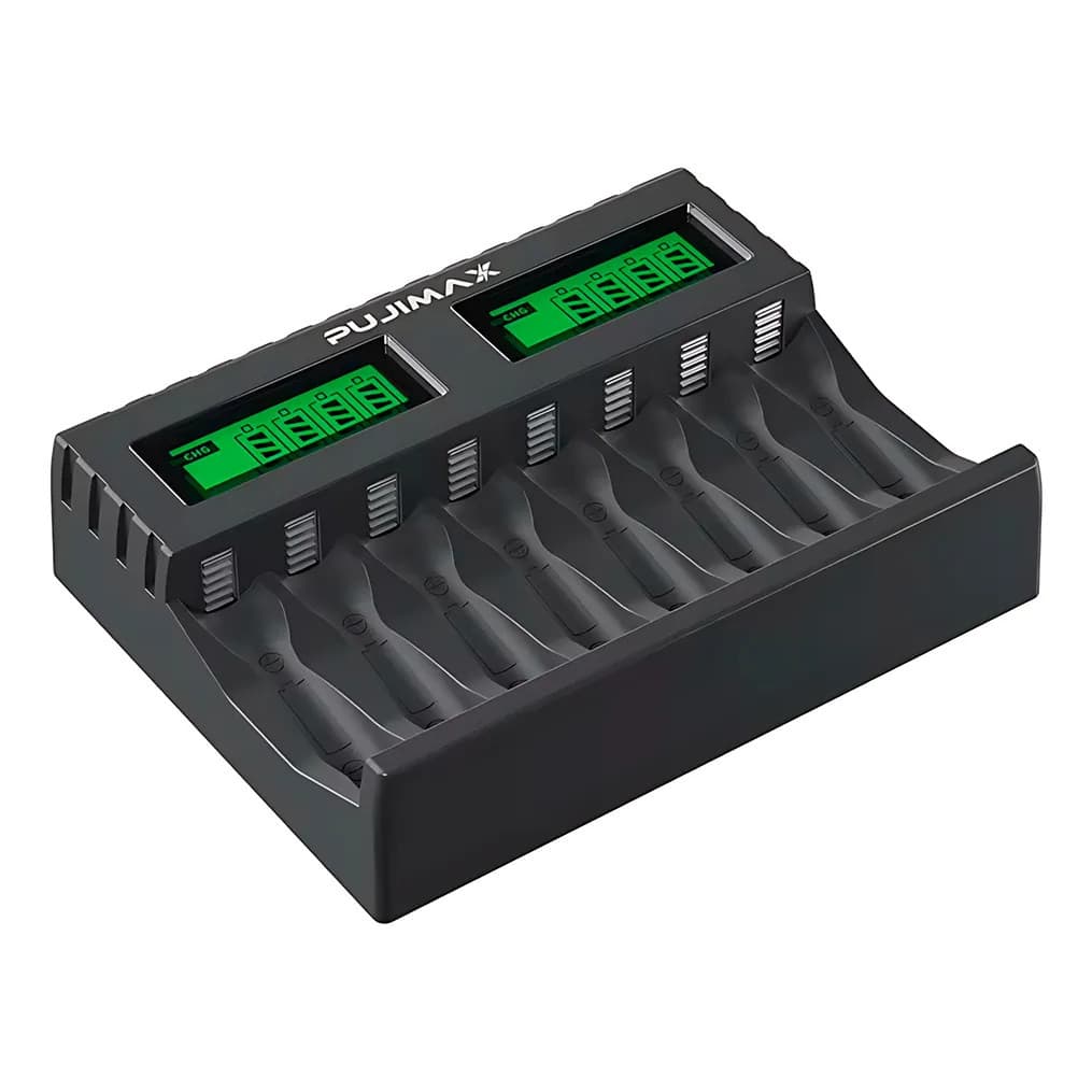 Carregador De Pilhas Recarregavel 8 Slots Lcd