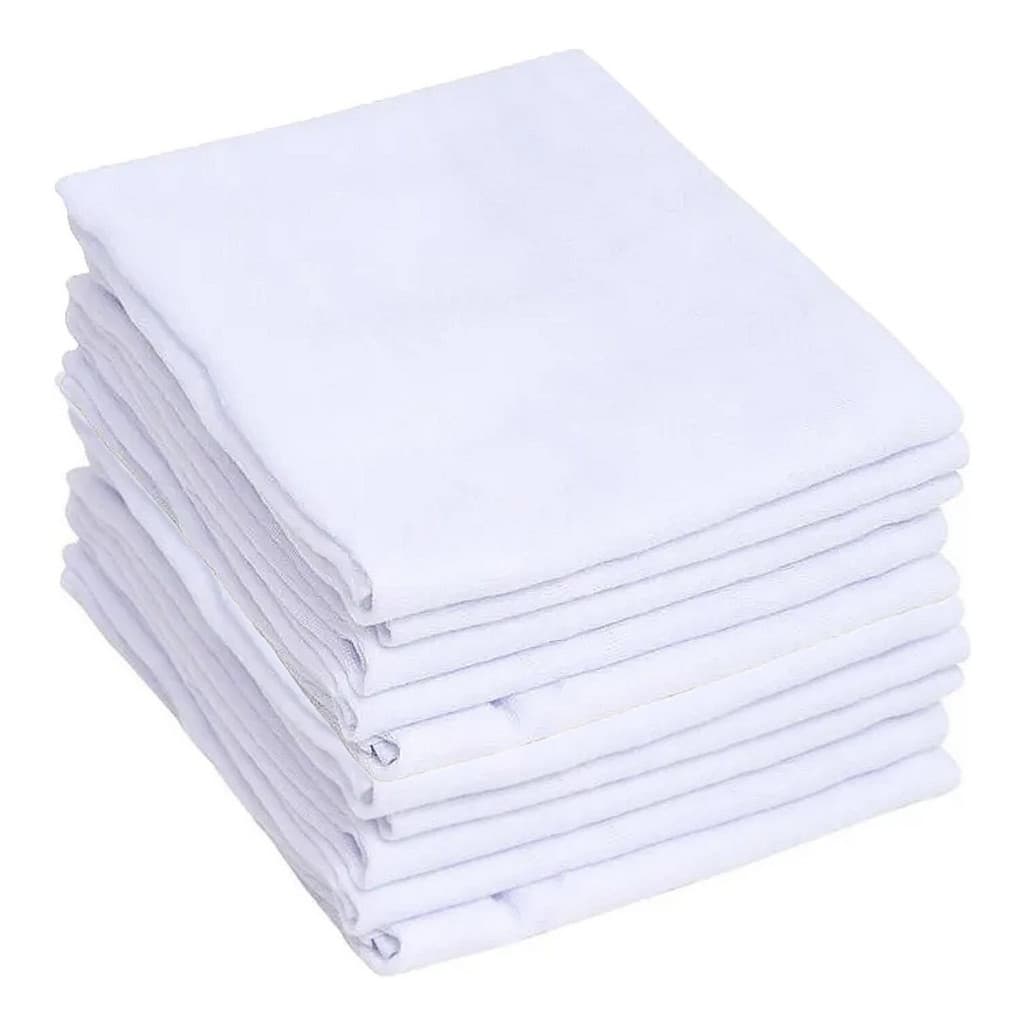 Fralda De Pano Bebê Kit 10 Caricia Baby Branca 60x60cm 100% Algodão Tecido Absorvente