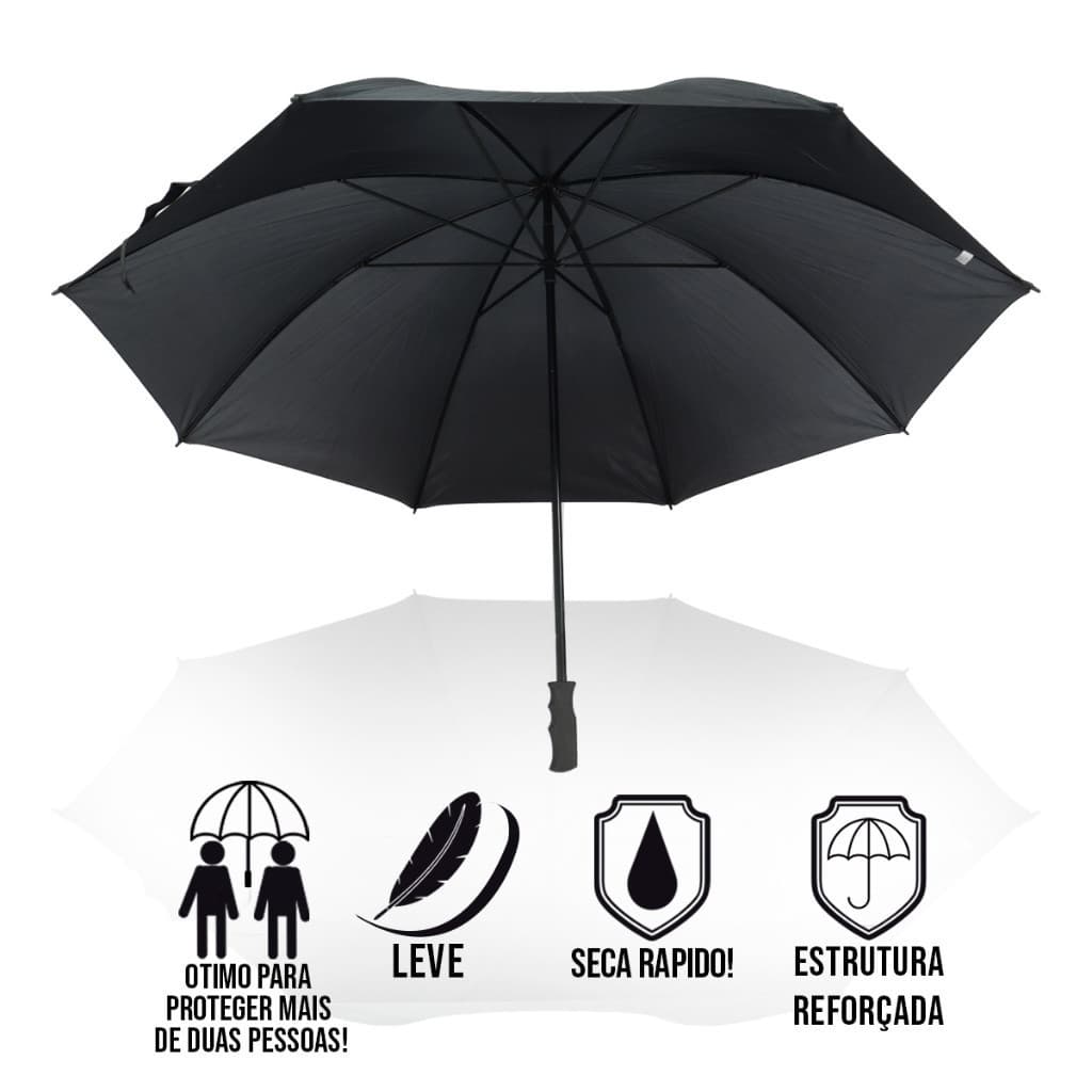 Guarda Chuva Liso Grande Hastes Reforçadas Contra Vento Cabo Reto