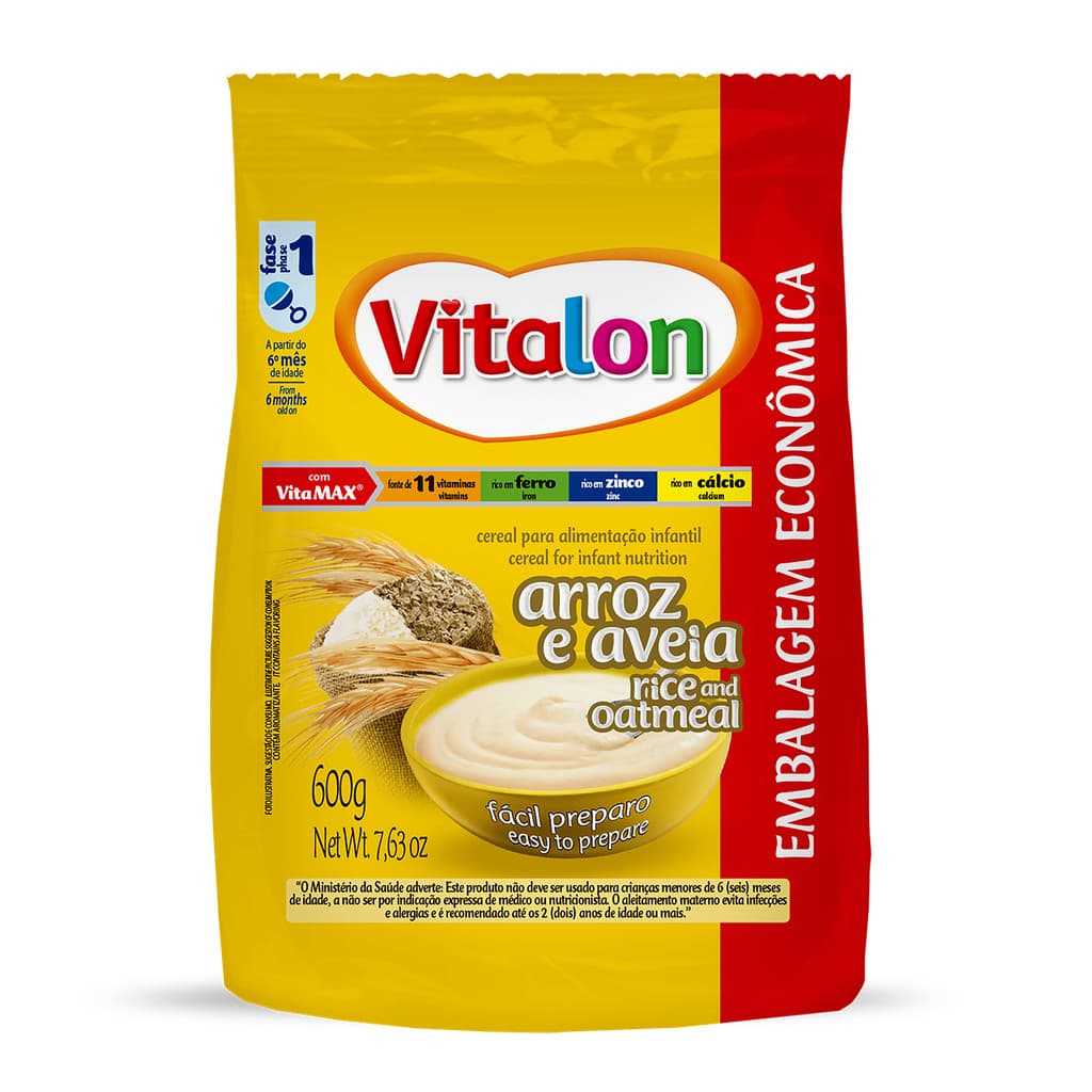 Mingau de Arroz e Aveia Vitalon - Sachê 600g