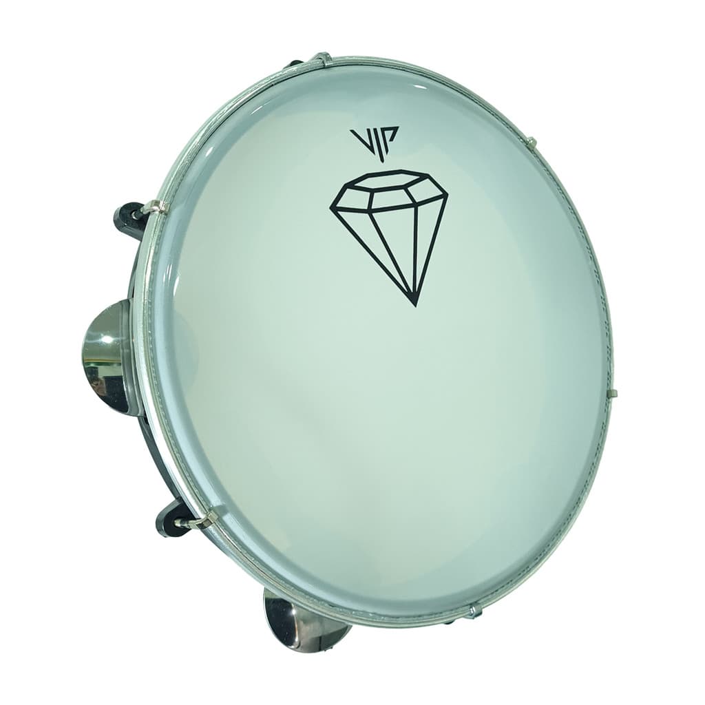 Pandeiro Profissional 10 Pele Leitosa com Chave Afinação Diamante Corpo Abs