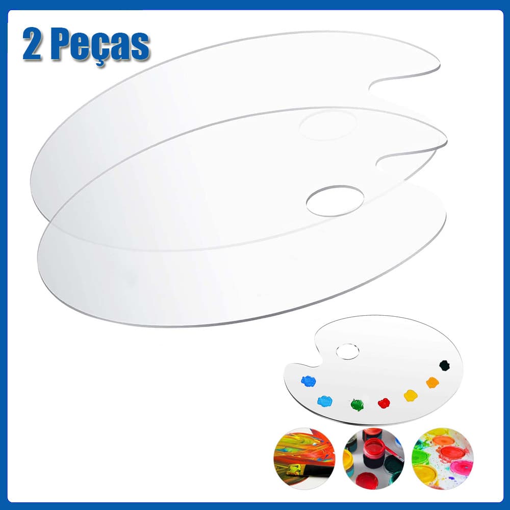 Paleta de pintura acrílica transparente, 2 peças, artista misto, aquarela e ferramentas de pintura a óleo, fácil de limp