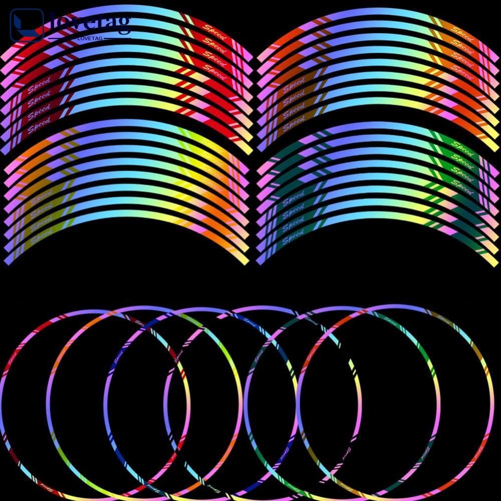 LOVETAG 16 Pçs Adesivo De Roda De Motocicleta Fita Reflexiva Aro De Moto Acessório De 17 " Colorido H6P5