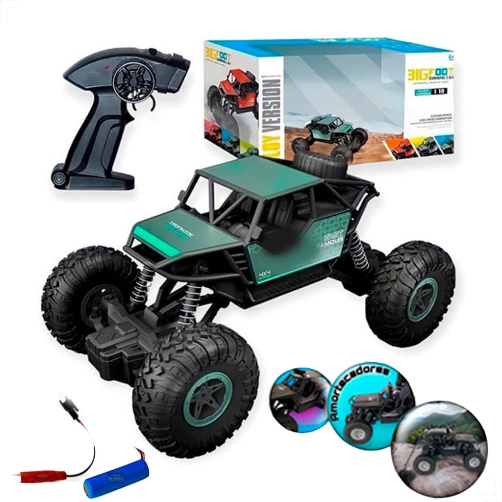Carrinho de Controle Remoto Jeep Monster Truck Brinquedo Bateria Recarregável Porsche Infantil