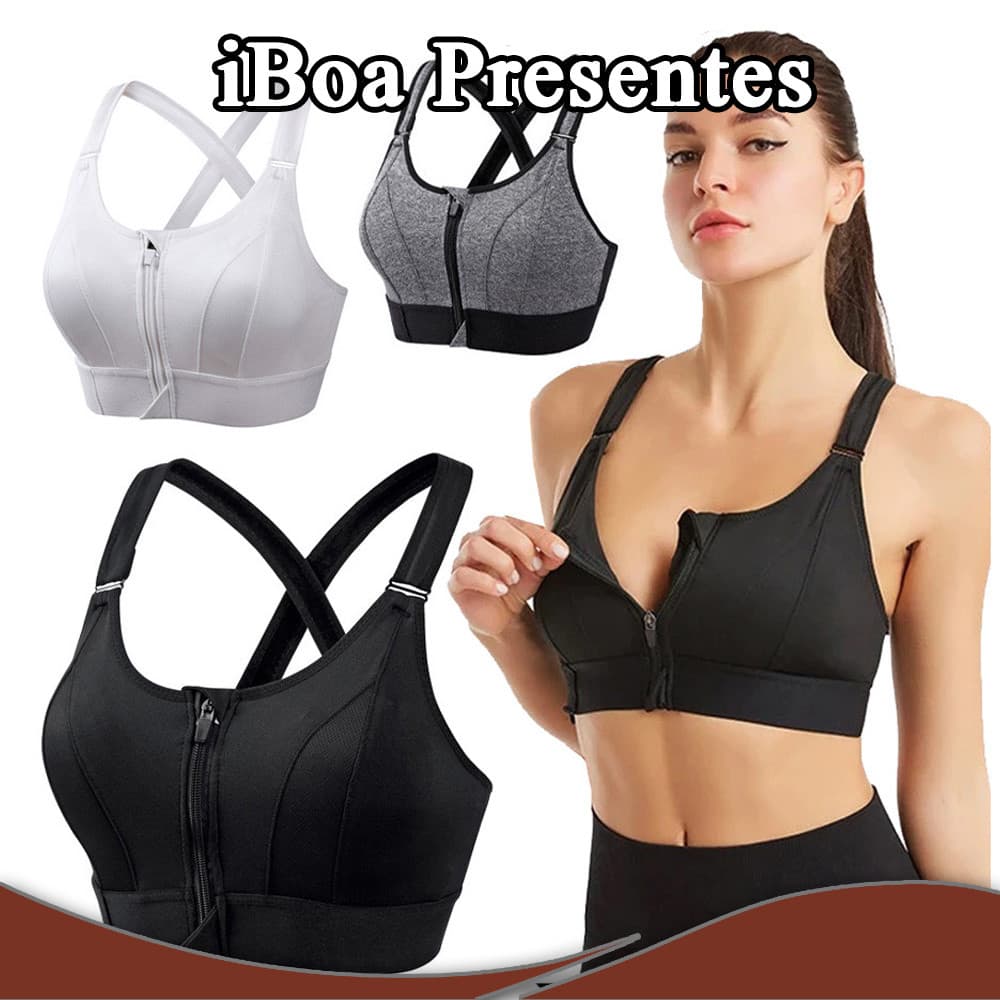 Top Academia Sutiã Esportivo Ajustável Com Zíper Frontal sutiã superior de fitness para ioga