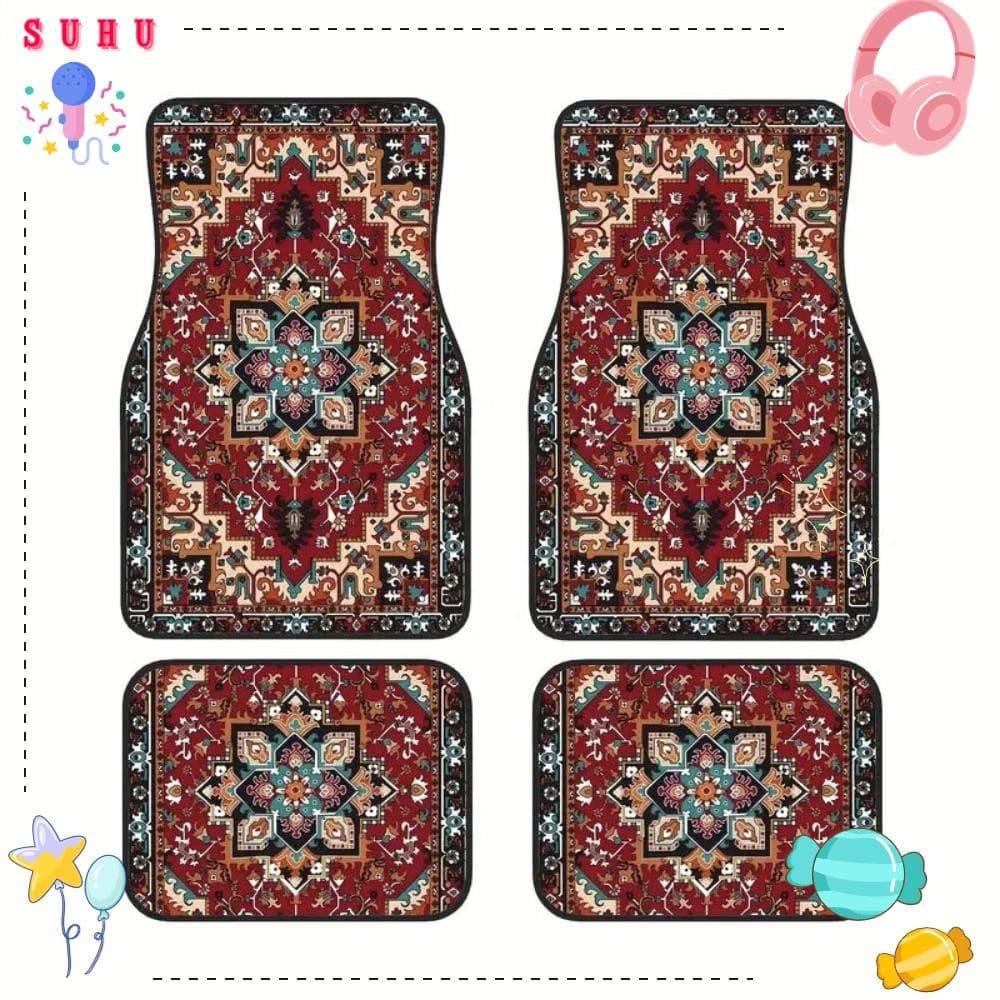 SUHU 4 Peças De Tapetes De Carro , Tapete Persa Traseiro De Borracha Resistente , Protetores De Piso Para Decoração