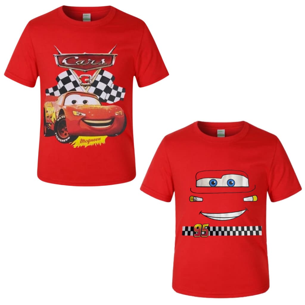Camiseta infantil Macqueen Carros Fantasia Estampas Diversas 100% Algodão