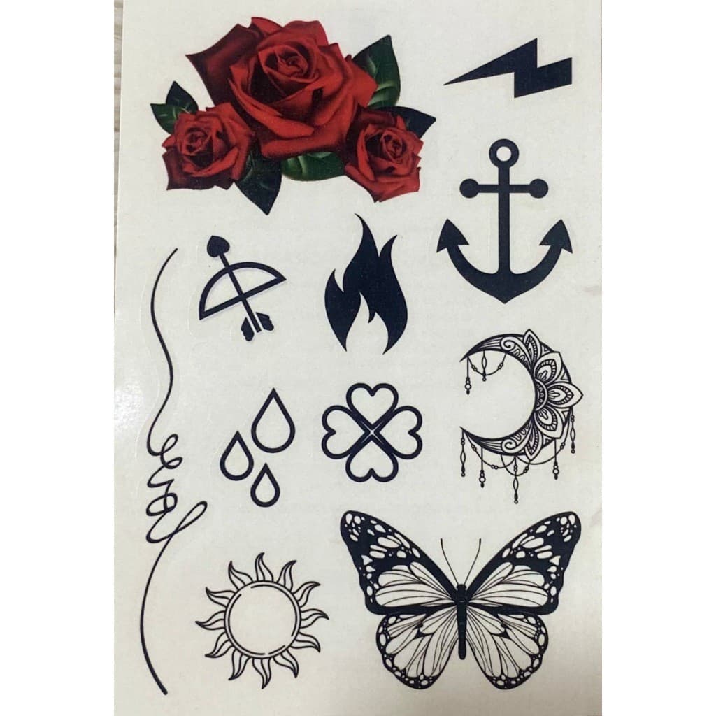 TATUAGEM TATOO TEMPORÁRIA BORBOLETA ANCORA FLOR CARNAVAL 10x15cm