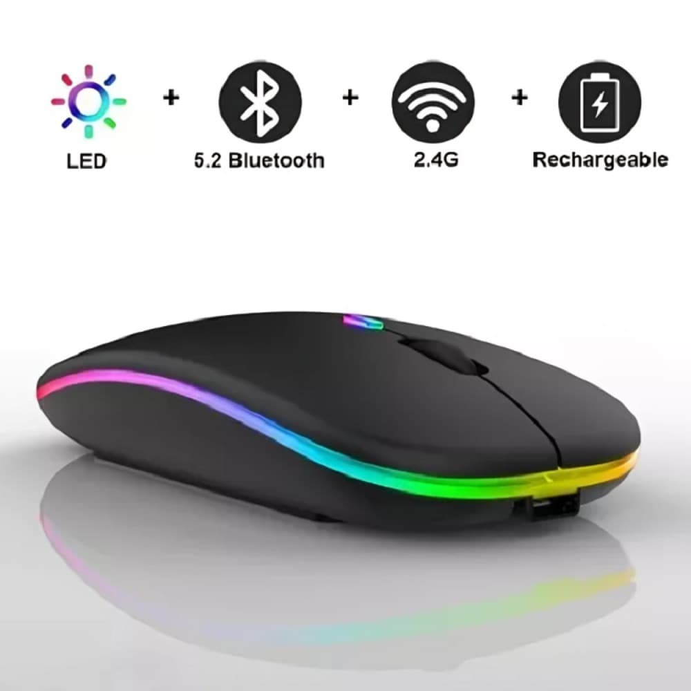 Mouse sem fio dual band receptor nano 2,4ghz RGB recarregável Envio Imediato