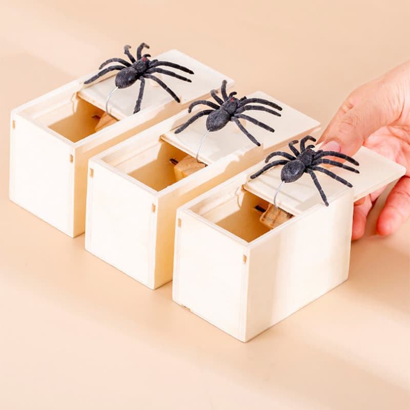 1PC Novo Truque Aranha Engraçado Caixa De Susto Escondida De Madeira Brincadeira Horror Aranhas Divertido Jogo Festa De 
