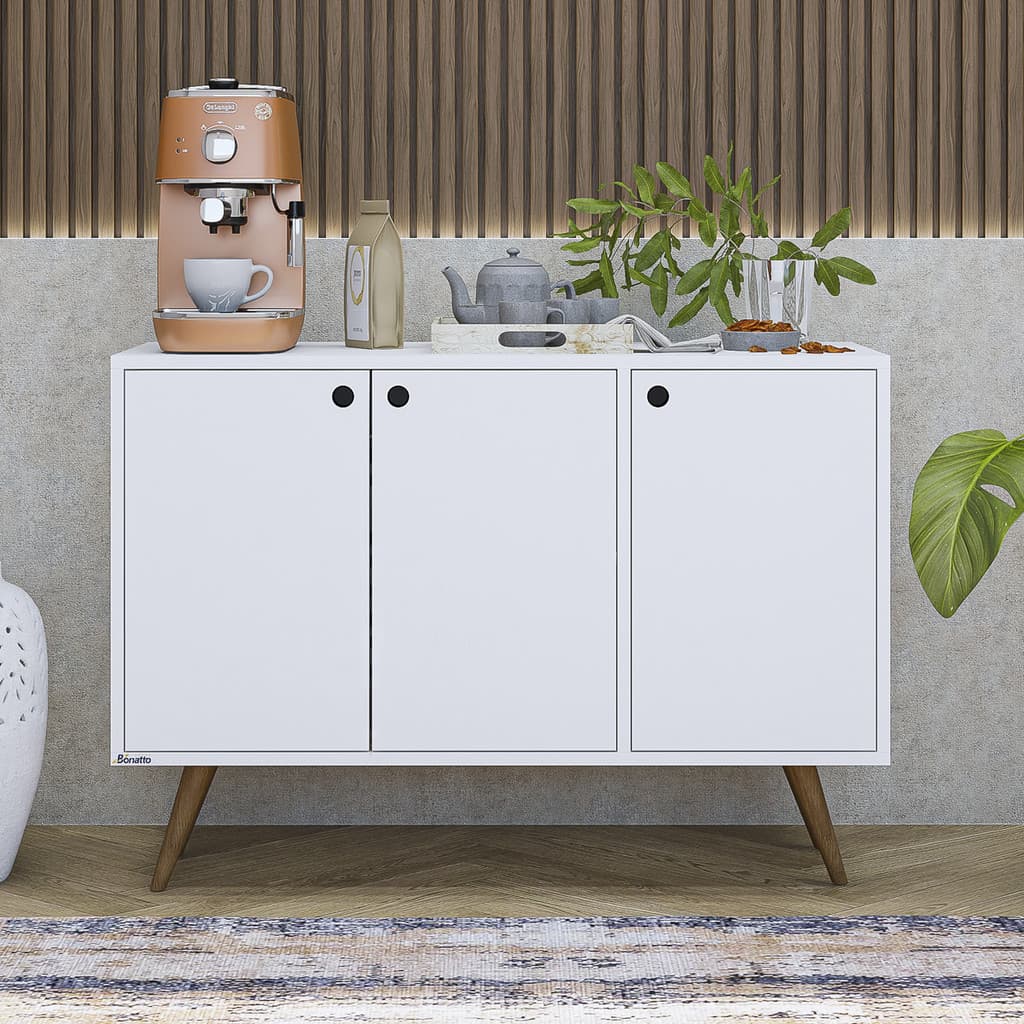 Aparador Buffet Bonatto 3 Portas com Pés em Madeira Cantinho Do Café Bonatto