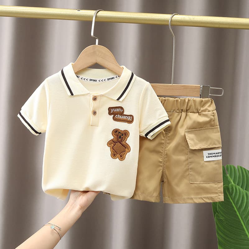 Terno de verão infantil, camisa Polo Shorts terno de duas peças, adequado para crianças de 0 a 5 anos