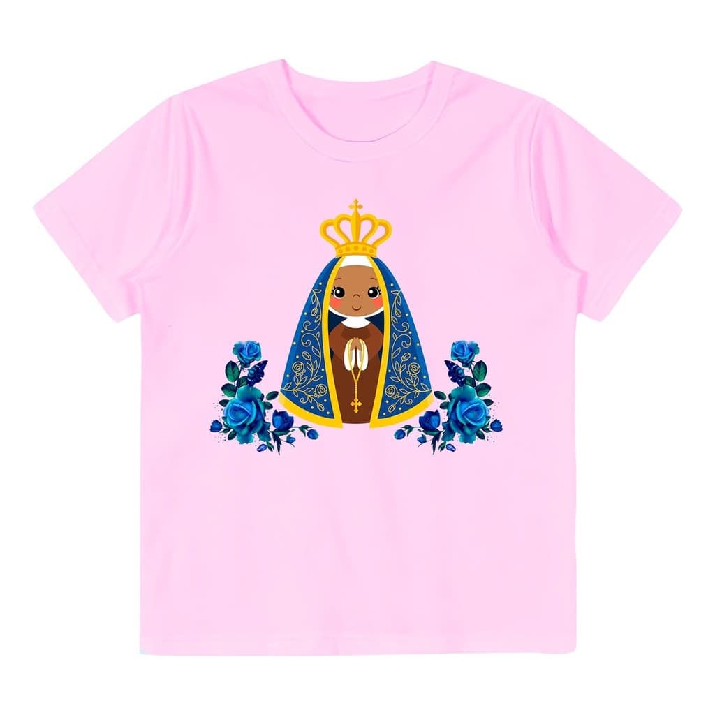 Camiseta Blusinha Infantil 100% Algodão Nossa Senhora Camisa 2 - 16